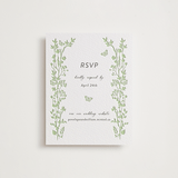 "Flower Garden" - Letterpress RSVP Online Enclosure Cards in Tea Green by Susan Moyal - Front