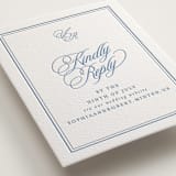 "Posh" - Letterpress RSVP Online Enclosure Cards in Provincial Blue by Creo Study - Detail