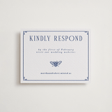 "Botanical Dream" - Letterpress RSVP Online Enclosure Cards in Lapis by Sherley Ferreira - Front