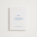 "Brasserie" - Letterpress RSVP Online Enclosure Cards in Sapphire by Megan Davis - Front