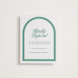 "Archer" - Letterpress RSVP Online Enclosure Cards in Cucumber by Kelly Watkins - Front