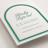 "Archer" - Letterpress RSVP Online Enclosure Cards in Cucumber by Kelly Watkins - Detail