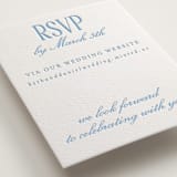 "Big Day" - Letterpress RSVP Online Enclosure Cards in Sky Blue by Baumbirdy - Detail