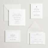 "Isle" - Letterpress RSVP Online Enclosure Cards in Fern | Blind Deboss by Megan Davis - Invitation Suite