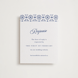 "Talavera Tiles" - Letterpress RSVP Online Enclosure Cards in Lapis by Olivia Raufman - Front