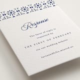 "Talavera Tiles" - Letterpress RSVP Online Enclosure Cards in Lapis by Olivia Raufman - Detail