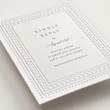 "Heirloom Needlework" - Letterpress RSVP Online Enclosure Cards in Gravel by Meggy Masters - Detail