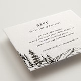 "Mountain Pines" - Letterpress RSVP Online Enclosure Cards in Soft Black by Winston Latchman - Detail