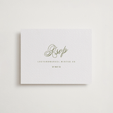 "Love in the Afternoon" - Letterpress RSVP Online Enclosure Cards in Pistachio by Ani Somi - Front