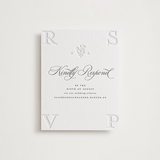 "Heirloom" - Letterpress RSVP Online Enclosure Cards in Graphite by Creo Study - Front