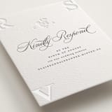 "Heirloom" - Letterpress RSVP Online Enclosure Cards in Graphite by Creo Study - Detail