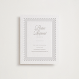 "Shell Border" - Letterpress RSVP Online Enclosure Cards in Dove Grey by Vera Lim - Front