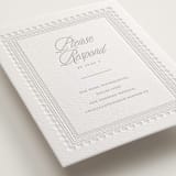 "Shell Border" - Letterpress RSVP Online Enclosure Cards in Dove Grey by Vera Lim - Detail