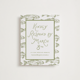 "Marshland" - Letterpress RSVP Online Enclosure Cards in Pistachio by Oscar and Emma - Karly Depew - Front