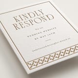 "Parker" - Letterpress RSVP Online Enclosure Cards in Matte Gold by Angela Garrick - Detail