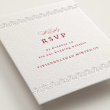 "simply happy" - Letterpress RSVP Online Enclosure Cards in Scarlet by Deborah Chou - Detail