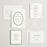 "Palm Shade" - Letterpress RSVP Online Enclosure Cards in Olive | Blind Deboss by Julia Liverton - Invitation Suite