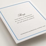 "Aperitif" - Letterpress RSVP Online Enclosure Cards in Sky Blue by Megan Davis - Detail