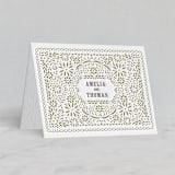 "Fiesta Folk Art" - Letterpress Wedding Thank You Cards in Graphite | Surplus Green by root beer float - Front