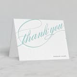 "Winter Flourish" - Letterpress Wedding Thank You Cards in Gravel | Turquoise by Annie Clark - Front