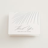 "Faded Palm" - Letterpress Wedding Thank You Cards in Stone by Lauren Chism - Front