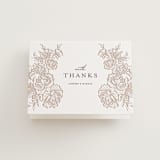 "In Bloom" - Letterpress Wedding Thank You Cards in Latte | Gravel by Jennifer Postorino - Front