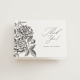 "Etchings of Roses" - Letterpress Wedding Thank You Cards in Soft Black by Chris Griffith - Front