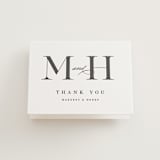 "Trio" - Letterpress Wedding Thank You Cards in Soft Black by Pixel and Hank - Front
