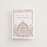 "Taj" - Letterpress Wedding Thank You Cards in Rosewood by Kanika Mathur - Front