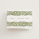 "Printed Floral" - Letterpress Wedding Thank You Cards in Pistachio by Katharine Watson - Front