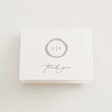"Wax Seal Monogram" - Letterpress Wedding Thank You Cards in Ash by Carolyn MacLaren - Front