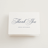 "Empire" - Letterpress Wedding Thank You Cards in Aegean by Jennifer Postorino - Front