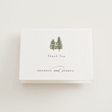 "Evergreens" - Letterpress Wedding Thank You Cards in Artichoke | Graphite by Itsy Belle Studio - Front