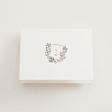 "Flourishing Crest" - Letterpress Wedding Thank You Cards in Stone by Olivia Raufman - Front