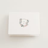"Flourishing Crest" - Letterpress Wedding Thank You Cards in Stone by Olivia Raufman - Front