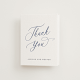 "Statement Names" - Letterpress Wedding Thank You Cards in Lapis by Hooray Creative - Front