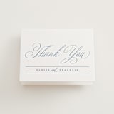 "Simple Formality" - Letterpress Wedding Thank You Cards in Provincial Blue by Everett Paper Goods - Front