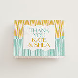 "Good Vibes" - Letterpress Wedding Thank You Cards in Seafoam by Claudia Orengo - Front