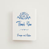 "Sketched Crest" - Letterpress Wedding Thank You Cards in Sapphire by Jenna Holcomb - Front