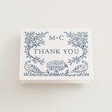 "Whimsical Woodland" - Letterpress Wedding Thank You Cards in Indigo by Paper Sun Studio - Front