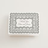 "Bridal Veil" - Letterpress Wedding Thank You Cards in Gravel by Katharine Watson - Front