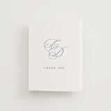 "Aristocratic" - Letterpress Wedding Thank You Cards in Provincial Blue by Creo Study - Front