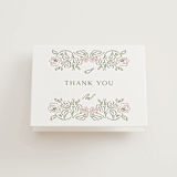 "Sketched Foliage" - Letterpress Wedding Thank You Cards in Nude by Susan Zinader - Front