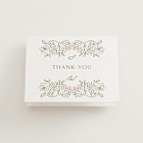 "Sketched Foliage" - Letterpress Wedding Thank You Cards in Nude by Susan Zinader - Front