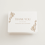 "Nouveau Peony" - Letterpress Wedding Thank You Cards in Faux Gold by Selima Akhter - Front