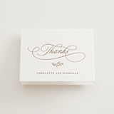 "Vineyard Script" - Letterpress Wedding Thank You Cards in Matte Gold by Hooray Creative - Front