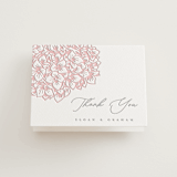 "Hydrangea Blooms" - Letterpress Wedding Thank You Cards in Blush by Paula Pecevich - Front