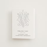 "Classically" - Letterpress Wedding Thank You Cards in Soft Black by Jenna Holcomb - Front