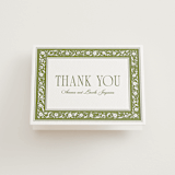 "Darcy" - Letterpress Wedding Thank You Cards in Pistachio by Robert and Stella - Front