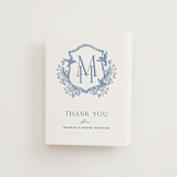 "Hummingbird Botanicals" - Letterpress Wedding Thank You Cards in Provincial Blue by Erin Deegan - Front